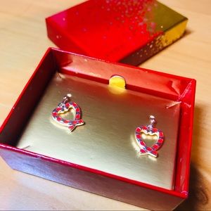 Avon Candy Cane Heart Earrings